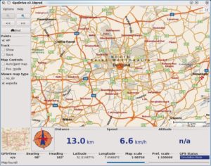Abbildung 3: Die mit Gpsdrive mitgelieferte Karte zeichnet sich zwar nicht durch Qualität aus, dafür gibt es eine umfangreiche Karten-Importfunktion.
