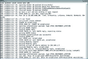 Abbildung 3: Geschafft: Die IPsec-Verbindung zwischen Cisco und einem Strongswan-Roadwarrior steht.