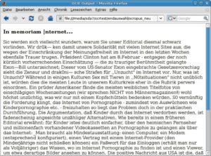 Abbildung 4: Klassenziel erreicht: Ocropus erkennt die Textspalten. Die mittelmäßige Vorlagenqualität schlägt sich aber in vielen Erkennungsfehlern nieder.