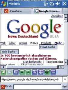 Abbildung 5: Klein aber fein: Wie Opera optimiert auch der Webbrowser Minimo die angezeigten Webseiten in Eigenregie.