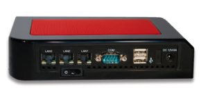 Abbildung 1: An seiner Rückseite bietet der schwarze Zwerg Anschlüsse für DSL-Modem, LAN und DMZ sowie einen seriellen und zwei USB-Ports.