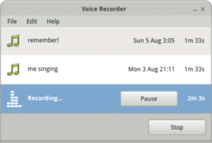 Abbildung 3: So könnte Gnomes Voice Recorder aussehen: Das übersichtliche Hauptfenster soll Aussehen und Usability optimieren.