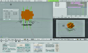 Abbildung 1: Eine einfache, noch recht unförmige Sandkugel im 3D-Animations- und -Rendering-Programm Blender.