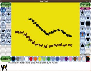 Abbildung 1: Tux Paint führt Kinder ans virtuelle Zeichenbrett. Die Lernsoftware präsentiert sich verspielt und freundlich, fördert die Kreativität und die Feinmotorik.