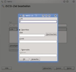 Abbildung 1: I-SCSI ist als Standard für schnelle Storage-Anbindung als Server (Target) und Client (Initiator) auch in Yast integriert.