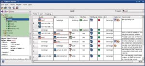 Abbildung 1b: Die alte Firewall-Builder-Version 2 stellt jede Policy als eigenen Reiter über den Regelsätzen dar. Das hat sich als unübersichtlich erwiesen, da der Admin an zwei Stellen navigieren muss.
