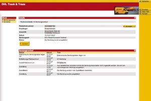 Abbildung 2: Der Weg eines fremden Pakets: Einlieferungs-Paketzentrum ist, wie in den beiden anderen Fällen auch, »21 Hamburg«. Danach folgen alle Zwischenstationen und Zustellversuche.