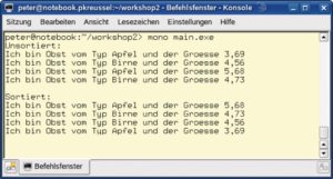 Abbildung 2: Lohn der Mühe: Das in diesem Artikel entstandene Programm demonstriert Containerklassen mit eingebauter Sortierung sowie einfache Introspektion.