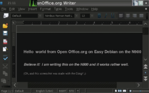 Abbildung 11: Das Geheimnis hinter Open Office auf Maemo: Zwischen Maemo und dem Desktop-Programm vermittelt Easy Debian.