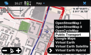 Abbildung 2: Die Karten-App Maep integriert sich nahtlos in Maemo und holt neben Openstreetmap auch Google Maps und Virtual Earth auf das N900.