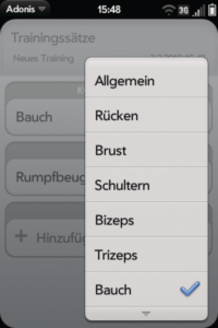 Abbildung 3: Adonis ist ein mobiler Trainingsplan für den Palm: Das Handy dient zur Aufzeichnung von Übungen ...
