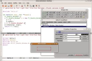 Abbildung 1: Der Interface-Designer Fluid hilft dem Fltk-Entwickler beim GUI-Layout und spuckt außerdem ein nützliches Code-Skelett für die Programmierung aus.