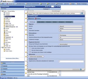 Abbildung 2: Die Sprache in Webaccess lässt sich zwar auf Deutsch einstellen, die Mapi-Stores selber muss der Admin aber mit einem eigenen Kommando unter Windows korrekt lokalisieren.