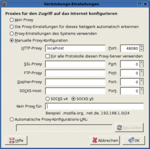 Abbildung 2: Nach den Bohrarbeiten für den Tunnel trägt der Reisende im Browser das eine Tunnelende als HTTP-Proxy ein.