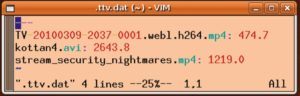 Abbildung 3: In der YAML-Datei »~/ttv.dat« legt das Skript die Spieldauer angespielter Videos fest. Hier nicht gespeicherte Videos spielt es von Anfang an ab, falls der User sie auswählt.