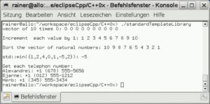 Abbildung 3: Die Ausgabe des Programms zeigt das Resultat der Lambda-Funktion und der Aggregatzuweisungen aus Listing 3.