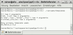 Abbildung 4: Variadic Templates können mit einer beliebigen Zahl von Argumenten umgehen – die Ausgabe von Listing 7.