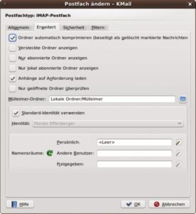 Abbildung 4: Über diesen Dialog stellt der Anwender ein, welche Ordner Kmail im jeweiligen Postfach anzeigt.