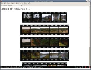 Abbildung 4: Kamera läuft, Ton ab: Das Standardlayout von Igal2 verziert die Thumbnails mit Filmstreifen. Über den Kommandozeilenparameter »-r« schaltet der Anwender diesen Look ab.