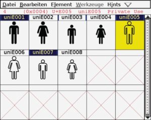 Abbildung 5: Das Fontforge-Hauptfenster mit den erstellten Bildzeichen.