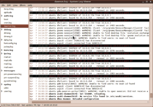 Abbildung 3: Gnome System Log Viewer spart mit bunten Icons und hebt Einträge sehr dezent hervor.
