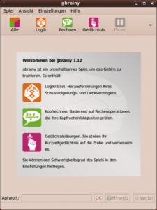 Abbildung 4: Gbrainy hält die grauen Zellen in Schwung. Das Tool trainiert logisches Denken, Kopfrechnen und das Gedächtnis.