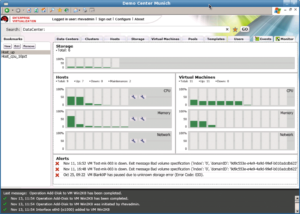 Abbildung 5: Das eingebaute Data-Warehouse ermöglicht vielfältige Reports und Auswertungen im Management-Interface, hier die CPU-Last der Hosts und Virtuellen Maschinen.