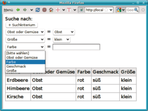 Abbildung 1: Public SQL implementiert eine lokale Suche über beliebig viele Felder einer Datenbank, indem Javascript ein dynamisches SQL-Statement erzeugt.
