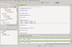 Abbildung 2: Auch dafür ist die Eclipse-Workbench gut: Mit Texlipse entsteht in Eclipse kein Programm-, sondern Tex-Code. Mit an Bord sind ein simpler Tabelleneditor und eine Fußnotenverwaltung.