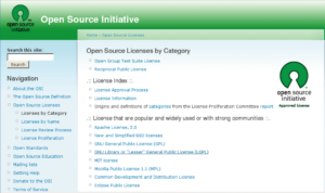 Abbildung 3: Übersicht: Die Open Source Initiative hält Informationen zu Lizenzen vor.