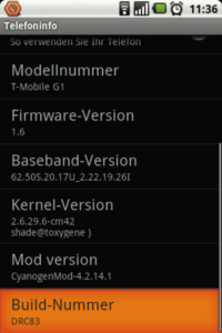 Abbildung 3: Der Android-Mod Cyanogen bringt nicht nur einen aktuellen Kernel auf das T-Mobile G1, sondern erlaubt auch die Installation von Debian.