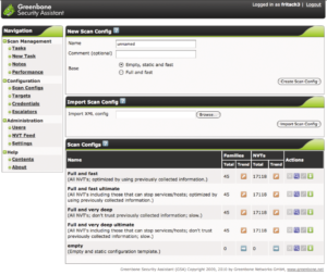 Abbildung 4: Greenbone bringt standardmäßig vier vorkonfigurierte und ein leeres Template für Scans mit. Per Web-GUI stellt der Administrator seine Target-Hosts und -Appliances ein.