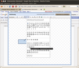 Abbildung 2: Zum Zeichnen von Flussdiagrammen und Ähnlichem bringt Google Text & Tabellen ein mächtiges Werkzeug in einem speziellen Fenster mit. Leider verlangsamt diese Funktion die Arbeit erheblich.