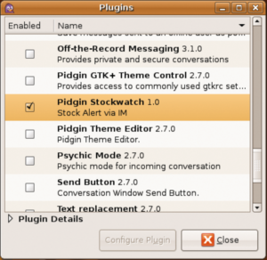 Abbildung 4: Ein Mausklick aktiviert das neu installierte Plugin, das Pidgin im »Plugins«-Menü anzeigt.