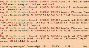 Abbildung 2: Beim Einstöpseln des Temperaturfühlers erkennt Ubuntu das neue USB-Device korrekt und weist ihm einen generischen Treiber zu.
