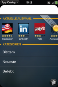 Abbildung 3: Palms App Store aus der Sicht des interessierten Nutzers.