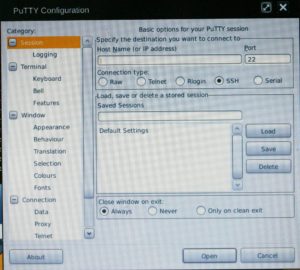 Putty-Client für das mobile Gerät.