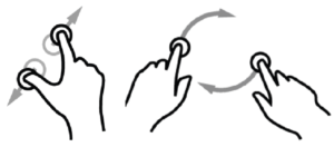 Abbildung 1: Manche Multitouch-Gesten erschließen sich den meisten Anwendern intuitiv, etwa links das Pinch and Zoom zum Vergrößern und rechts die Drehbewegung zum Rotieren von Ob-jekten [10]. Linux-Entwickler diskutieren aber noch, welche Ebene die Gesten auswerten soll.