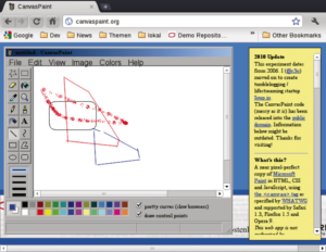 Abbildung 2: Mit dem Canvas-Element entstehen im Browser komplexe, interaktive grafische Anwendungen wie das Malprogramm Canvaspaint [15].