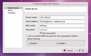 Abbildung 4: Ein Wizard kümmert sich um die Einrichtung der Groupware-Funktionen, hier auf Mac OS X.