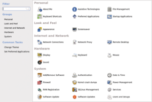Abbildung 2: Das Gnome-Kontollzentrum lässt sich über das Benutzermenü im Top-Panel aufrufen und steuert die wichtigsten Systemfunktionen.