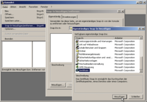 Abbildung 3: Die Microsoft Management Console mit dem Zertifikats-Snap-in.