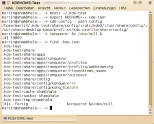 Abbildung 3: Der Start einer KDE-Anwendung mit leerem Konfigurationsverzeichnis eignet sich für Tests und offenbart deren Konfigurationsdateien.