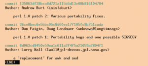 Abbildung 1: Das Git-Repository des Perl-Projekts enthält alle Commits, seit Larry Wall 1987 es aus der Taufe hob. Für die Zeitreise braucht die Versionskontrolle nur Sekunden.