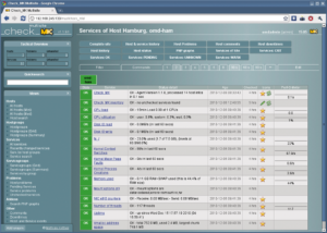 Abbildung 2: Wie in Nagios zeigt auch das Gespann OMD-Multisite-Wato die Services eines Hosts in einer langen Liste mit übersichtlichen Icons und grafischen Statusreports.