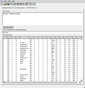 Abbildung 4: Alle gelöschten und wiederhergestellten Dateien im Überblick. Der SQLitebrowser ist als GUI nicht perfekt, aber ein Anfang. Kommerzielle Hersteller wie Access Data setzen auf Oracle-Datenbanken.