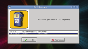 Abbildung 5: Flash-knoppix ist mit und ohne Neuformatierung in der Lage, die Knoppix-Daten und den Syslinux-Bootloader auf Datenträger zu installieren.