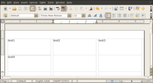 Abbildung 3: Der User tippt Beispieltexte in die Tabellenfelder des Open-Office-Dokuments ein.