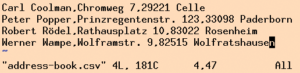 Abbildung 6: Die Adressdaten-Datei im CSV-Format.