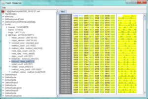 Screenshot einer SWF-Analyse mit SWREtools (Abbildung: Sebastian Porst).